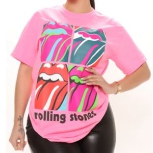 NEW. Neon Pink Rolling Stones Pop Art Band Tee